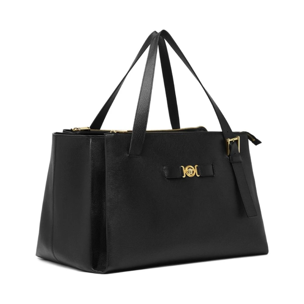 Versace Gestructureerde Leren Zwarte Tote Tas Black Heren