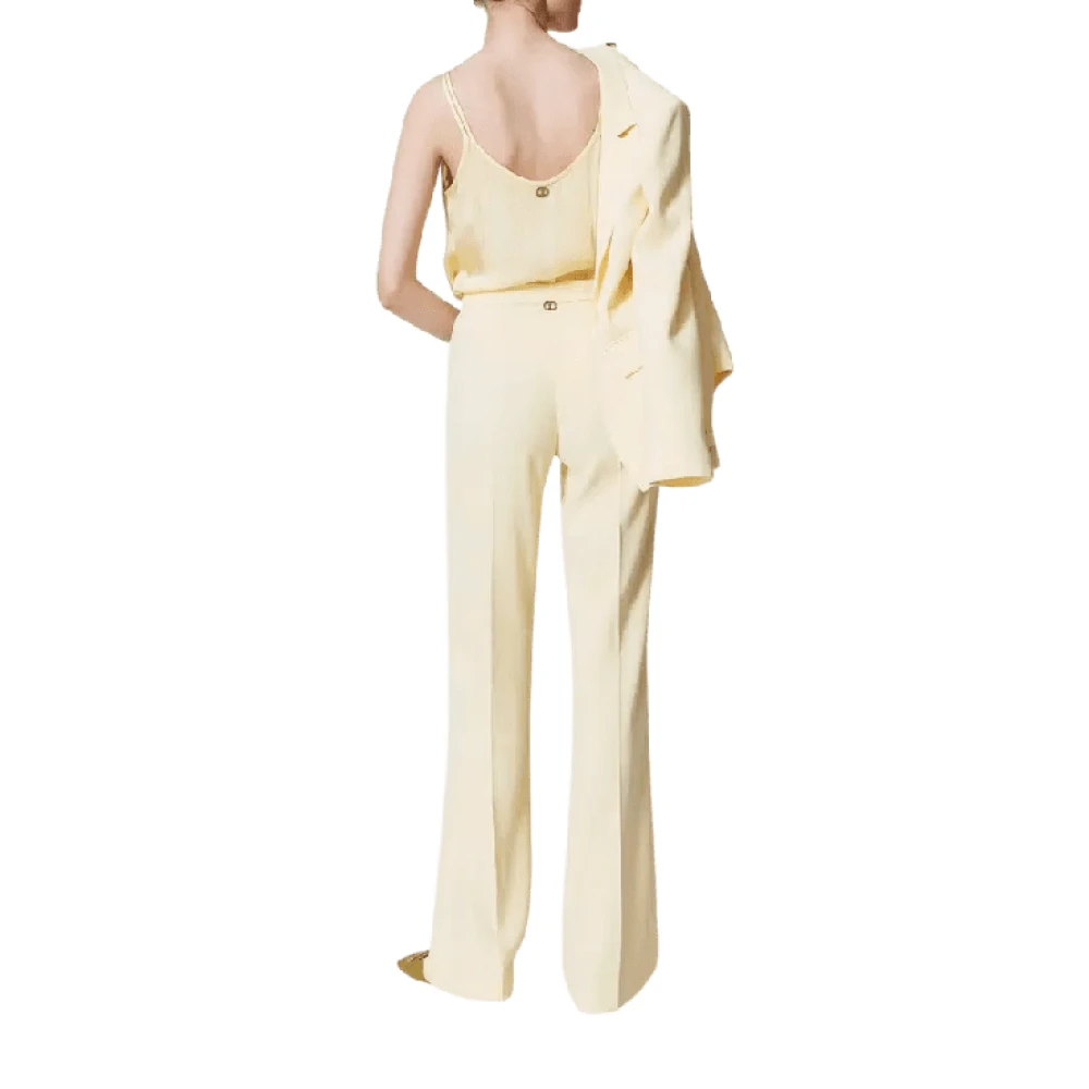 Twinset Flare Crêpe Broek Vanille Beige Dames