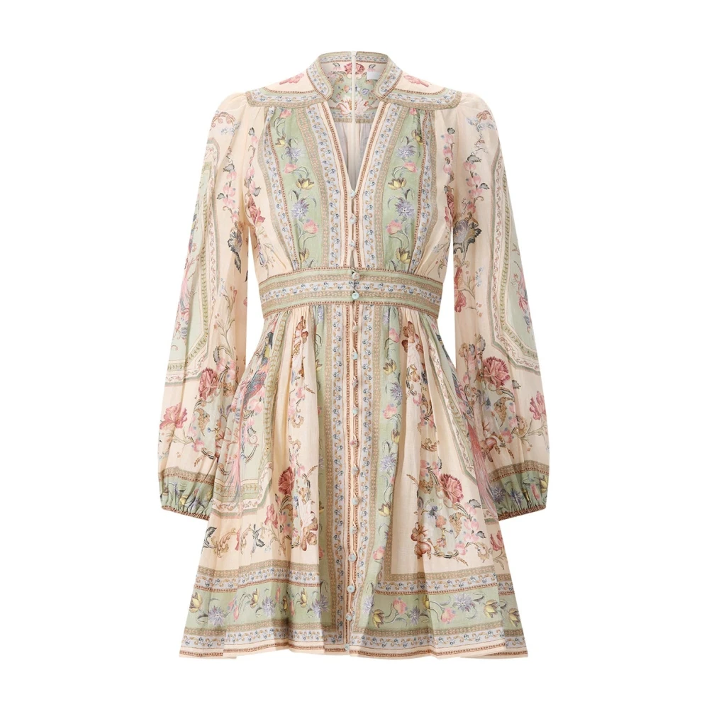 Zimmermann Women's Multicolor Roselight Mini Dress In Sage Floral Linen - Image 3