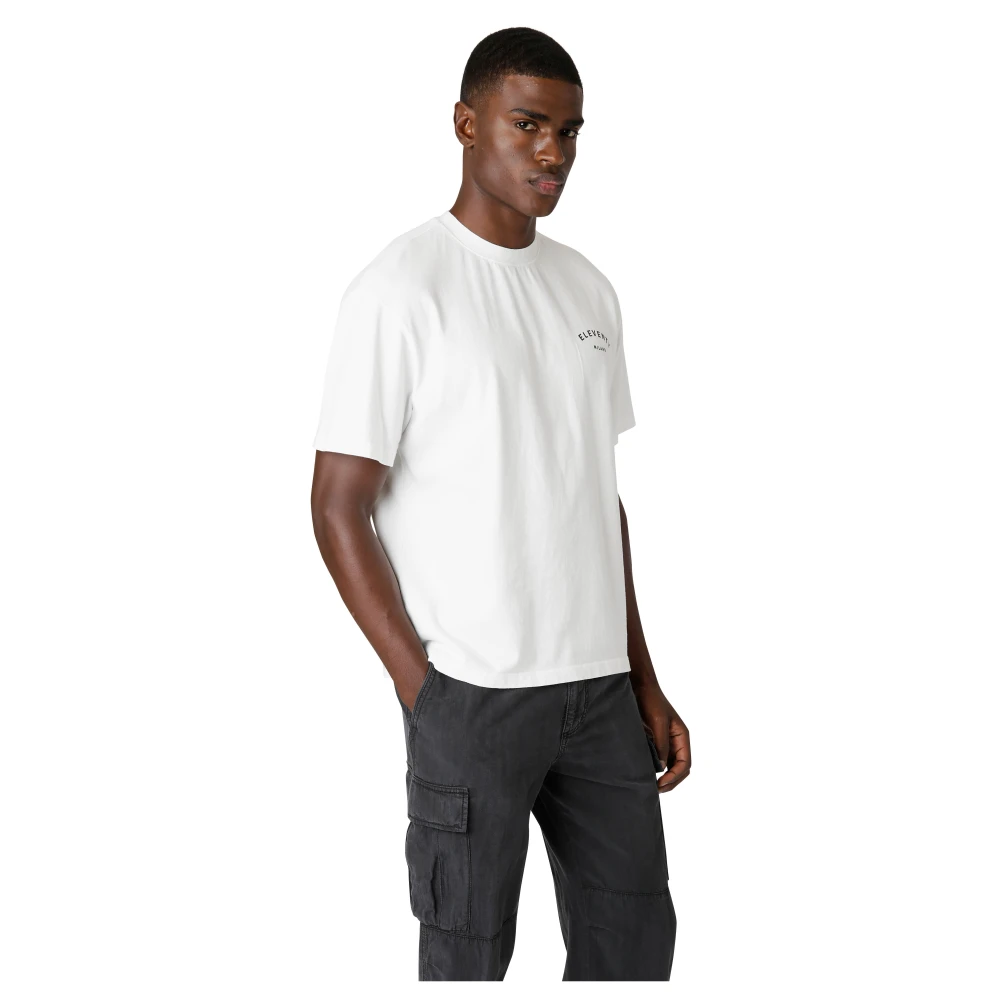 Eleventy Katoenen Ronde hals Logo T-shirt White Heren