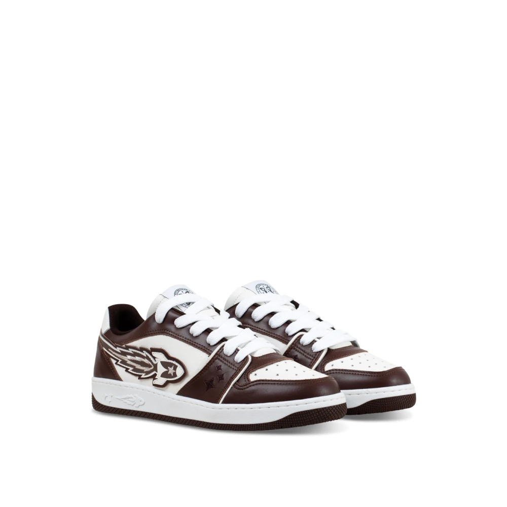 Enterprise Japan Bruine en witte leren sneakers Brown Heren