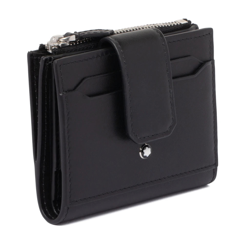 Montblanc Zwarte Mini Portemonnee Glad Leer Black Heren