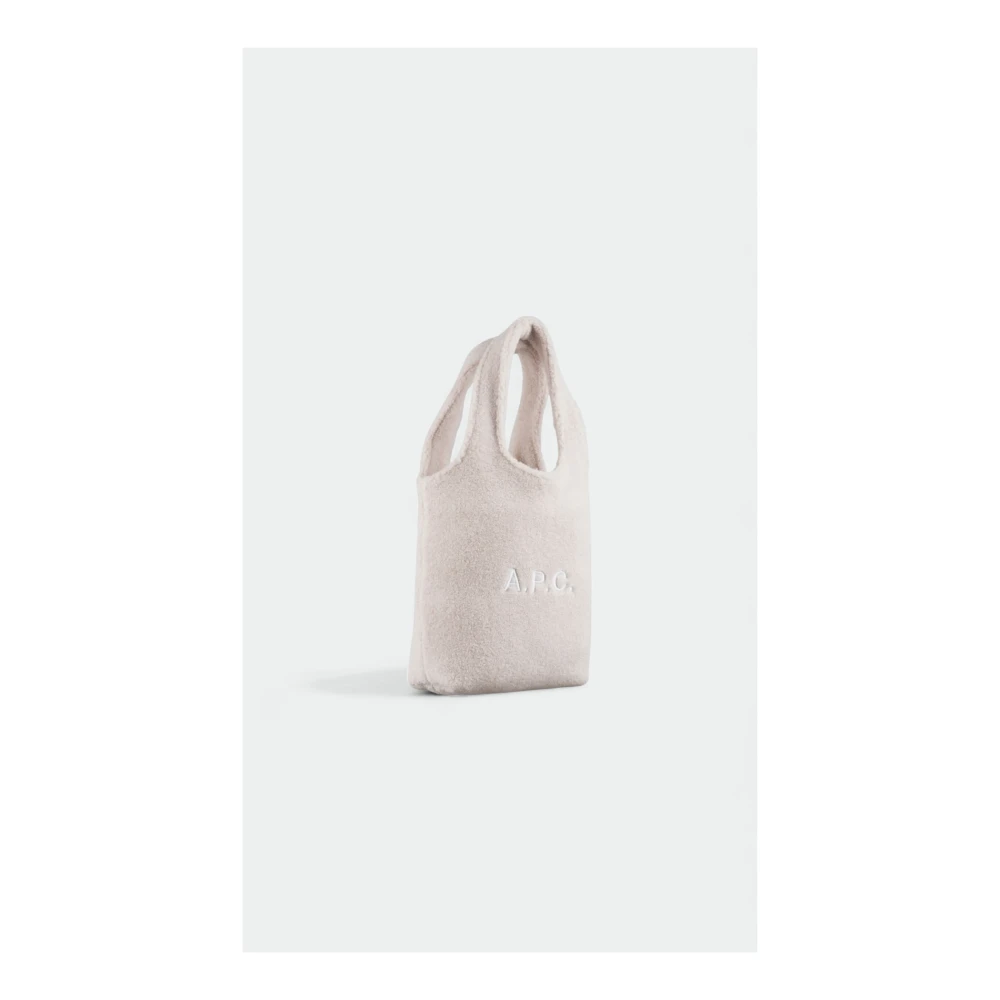 A.p.c. Beige Schapenvacht Verticale Tote Tas Beige Heren