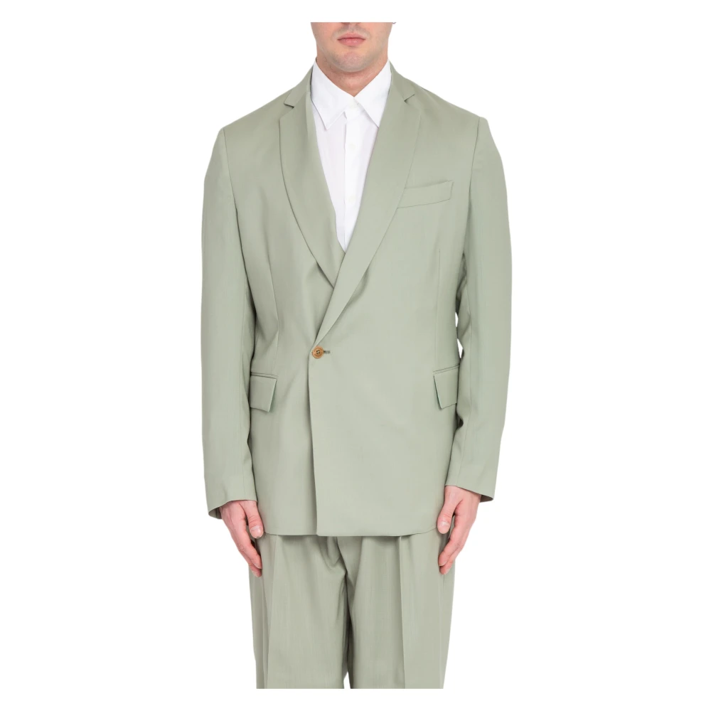 Costumein 1-knoops wollen blazer in 7007 Green Heren