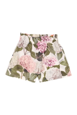 Hydrangea-print Poplin Shorts