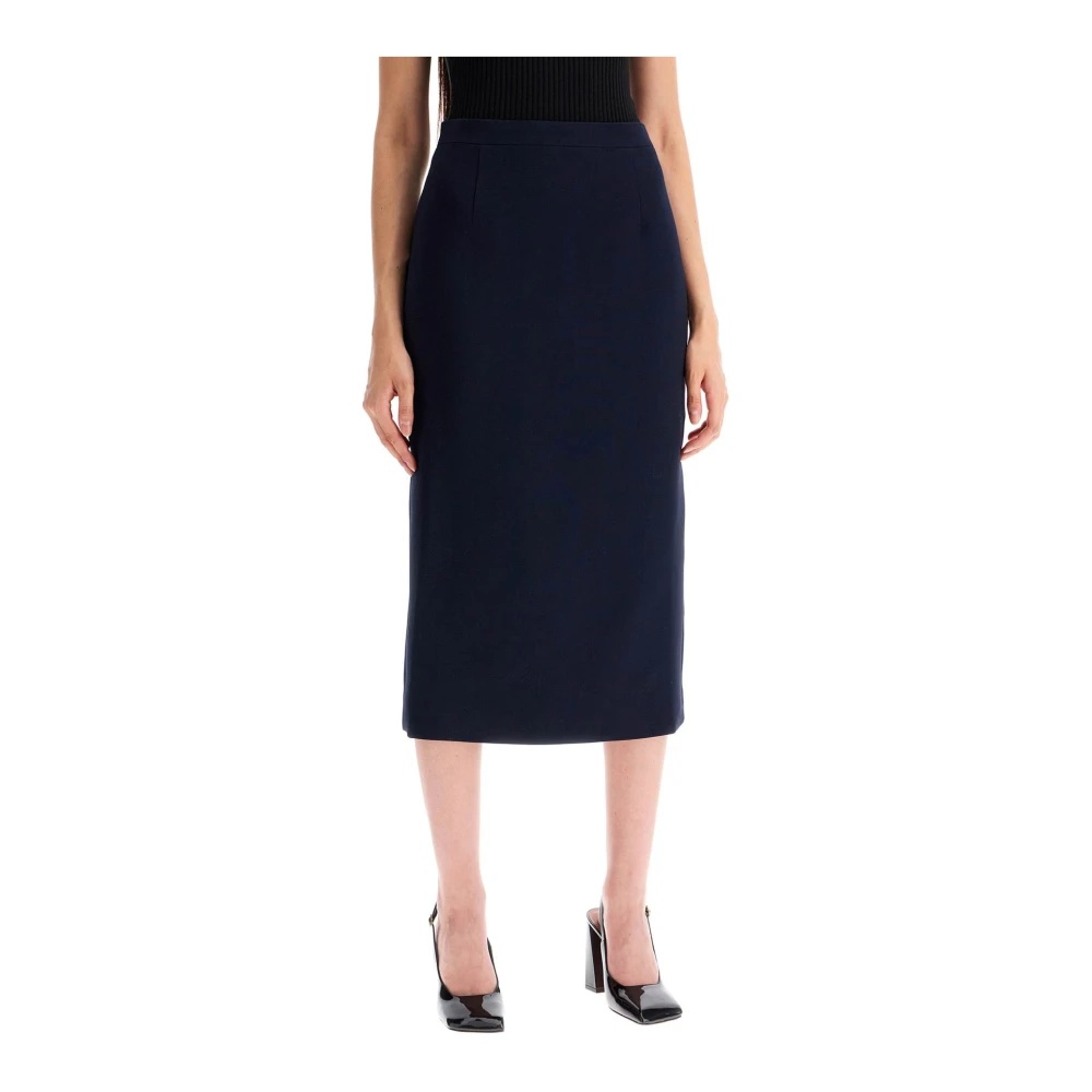 Alessandra Rich Virgin Wool Midi Skirt Blue Dames