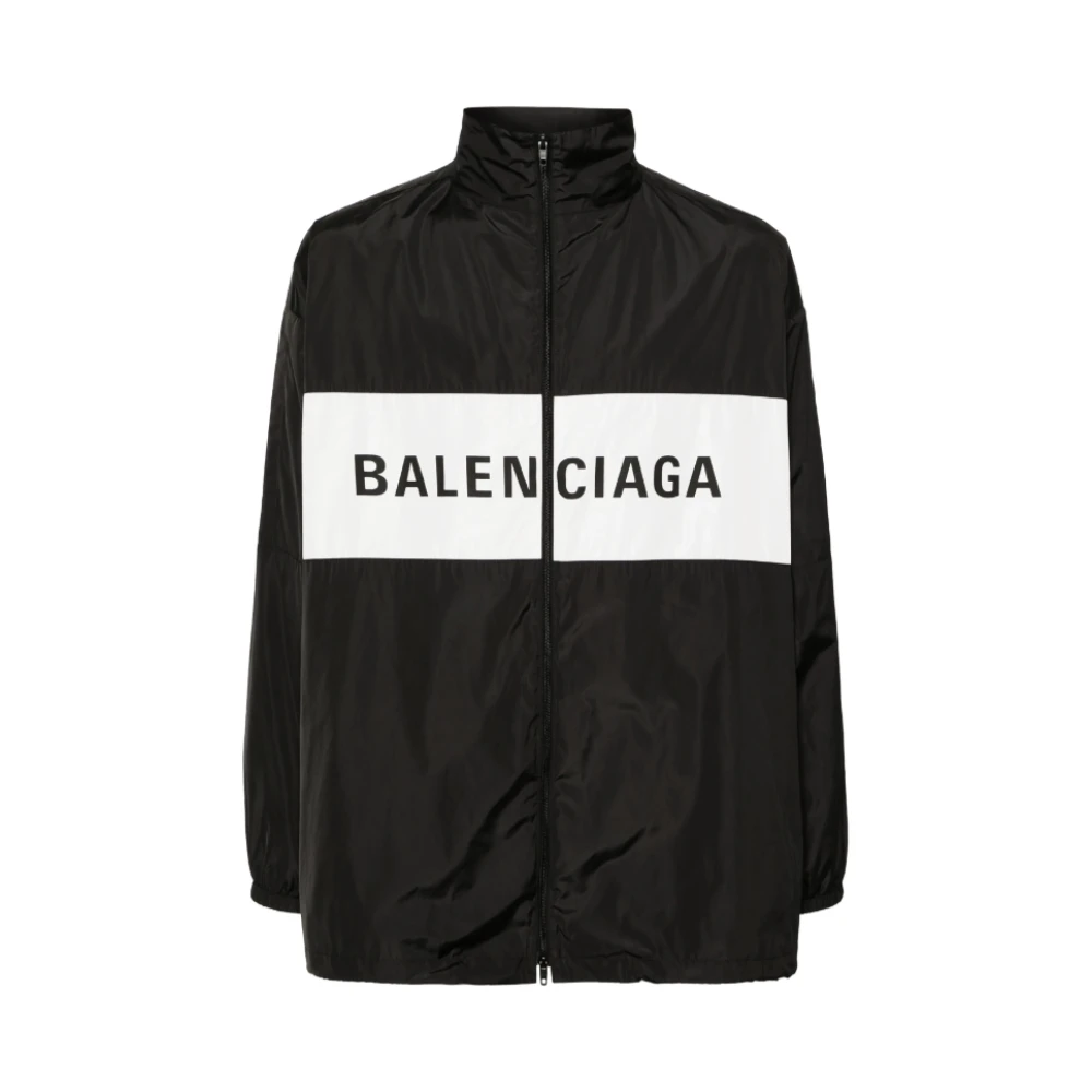 Balenciaga Logo Zip Up Jacket Black Black, Herr