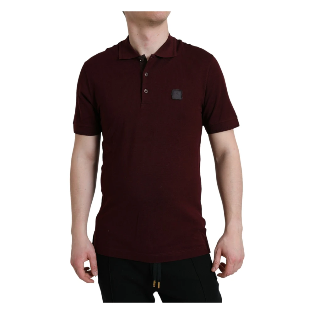 Dolce & Gabbana Men's Brown Maroon Cotton Blend Polo Tee