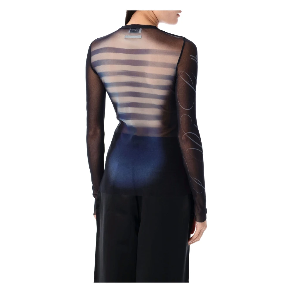 Jean Paul Gaultier Mesh Top Le Heren Modieuze Shirt Blue Dames