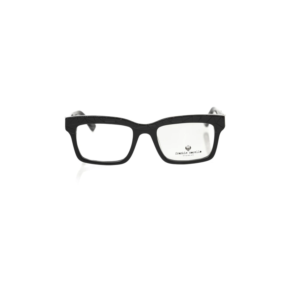 Frankie Morello Men's Black Glasses, One Size, Geometric Wayfarer Eyeglasses Frame