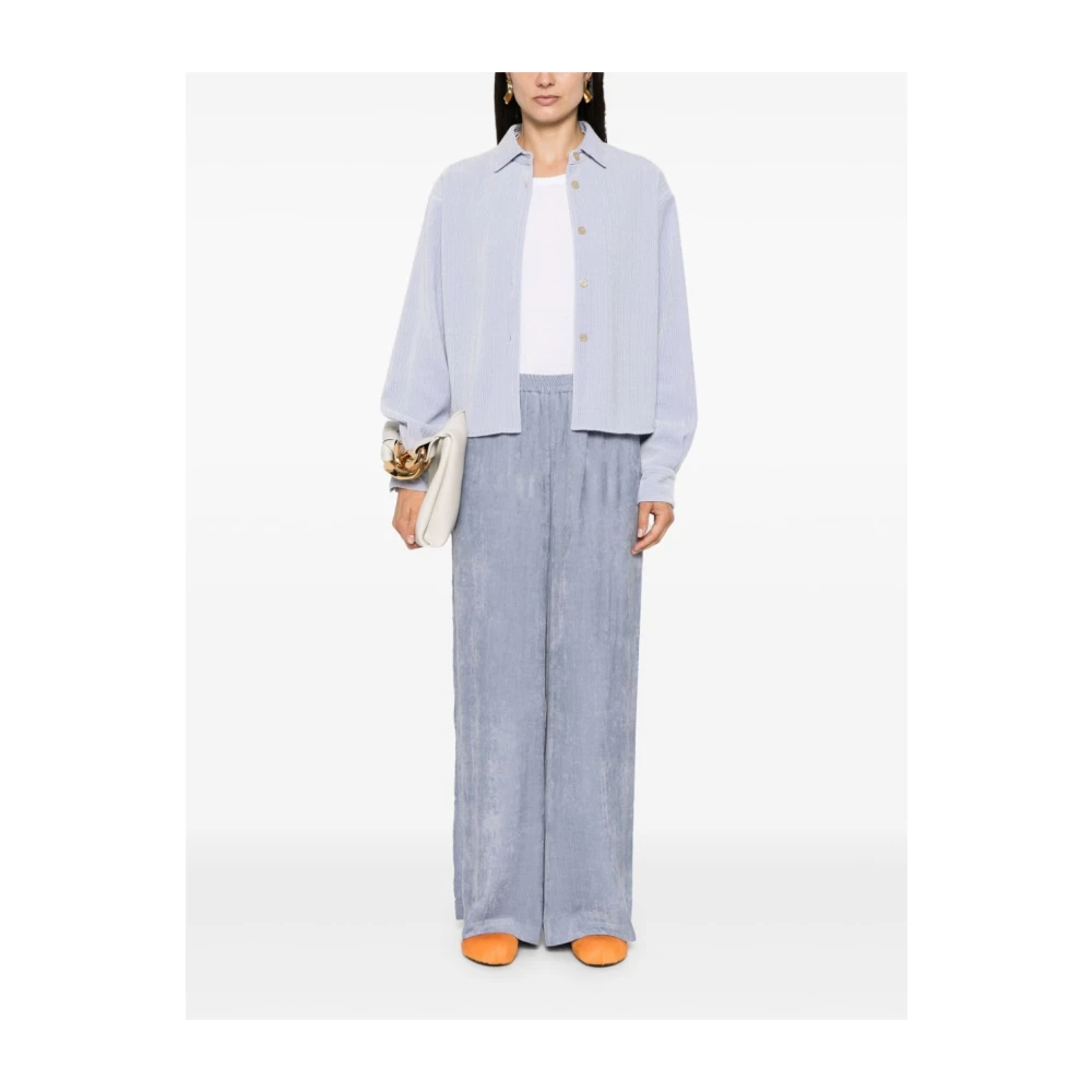 Forte Wijde Pijp Fluwelen Broek Grigio Blue Dames