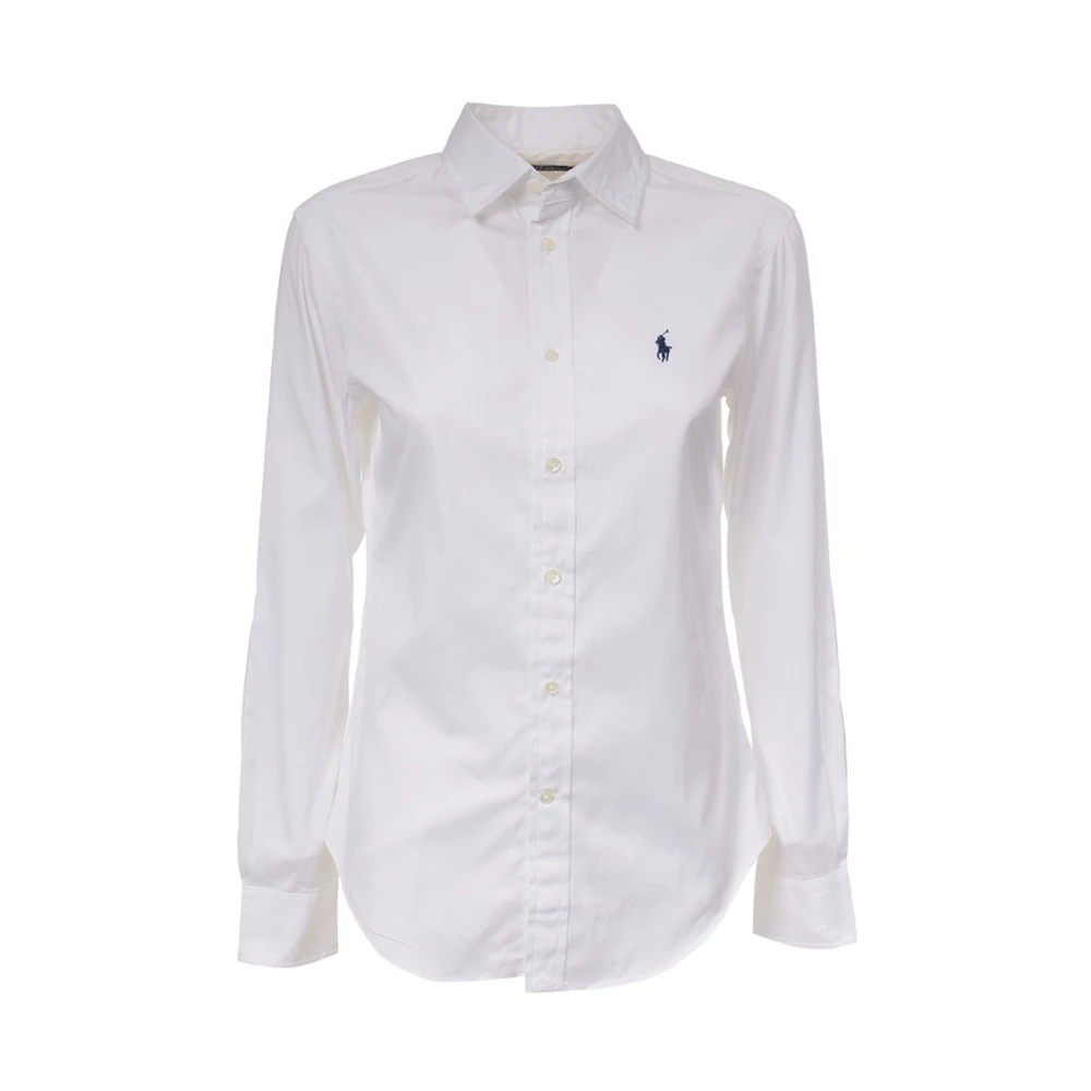 Polo Ralph Lauren Vit Oxford Bomullsskjorta med Broderad Pony White, Dam