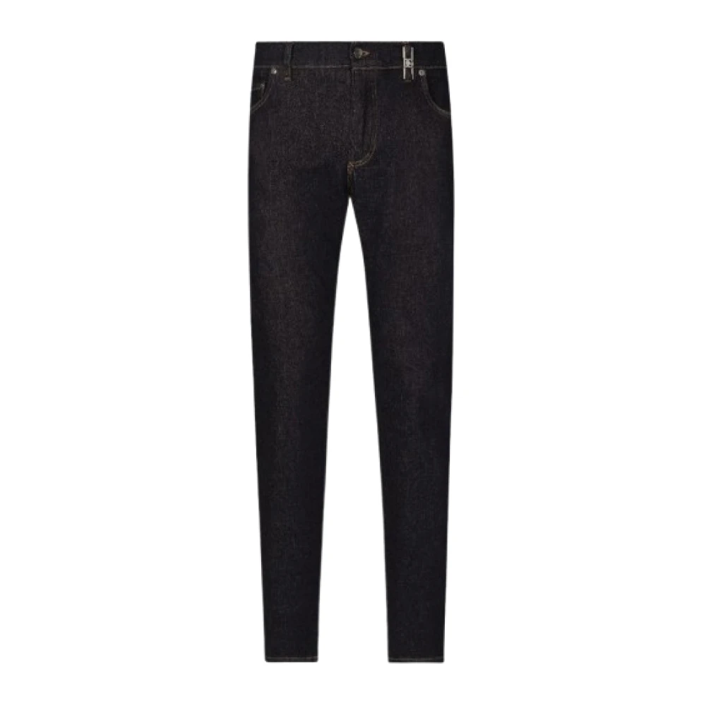 Dolce & Gabbana Slim-Fit Jeans met Logoplaquette Blue Heren