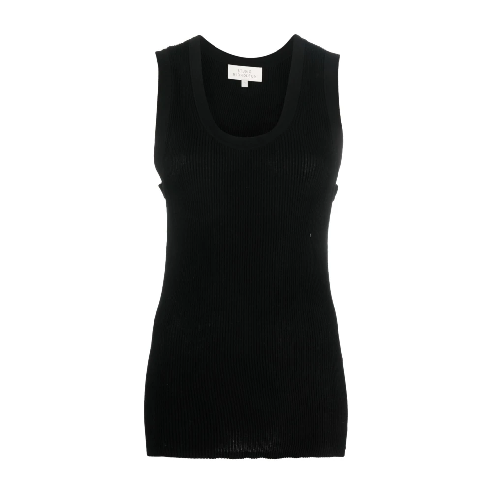 Studio Nicholson Women's Black Ribbed Vest - Sleeveless Tops - S - Tops