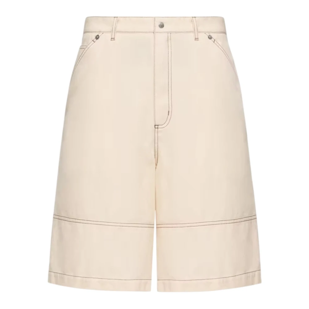 Moncler Beige Casual Shorts, Male, S, Linen & Cotton Gabardine Cargo Shorts