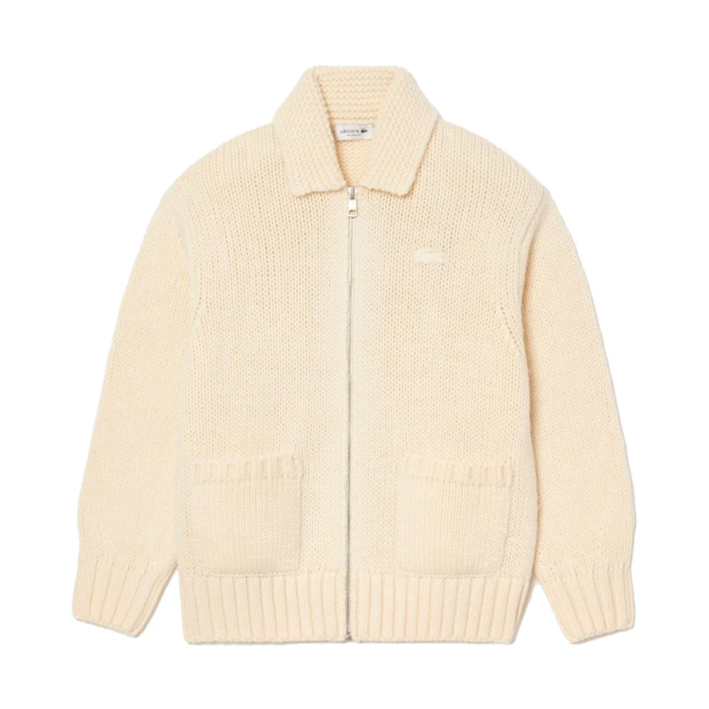 Lacoste Cardigan met sjaalkraag casual fit White Heren