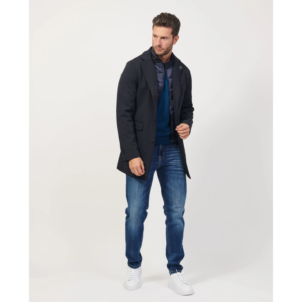 YES ZEE Elegante Blauwe Jas met Gewatteerd Binnenvest Blue Heren