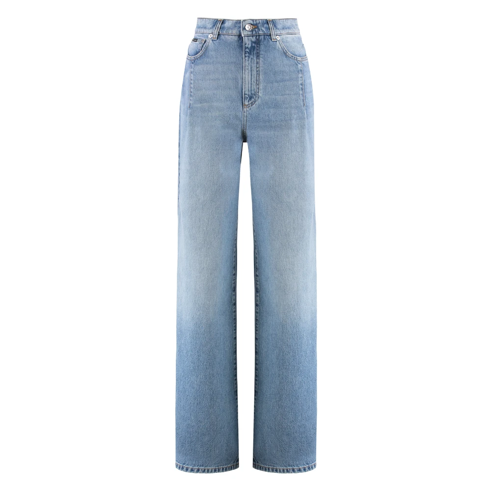 Dolce & Gabbana Blue Wide-Leg Jeans - Female - Straight Fit Jeans - M - Jeans