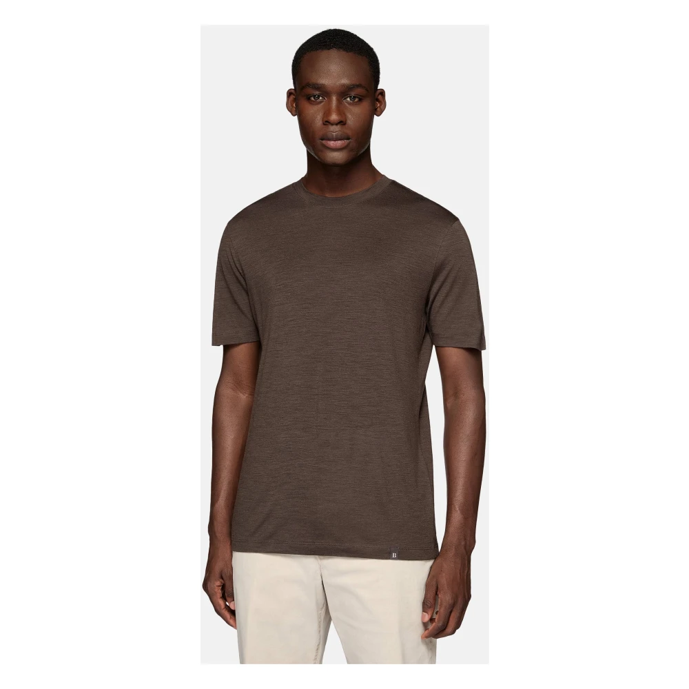Boggi Milano Tencel Wolmix T-Shirt Blue Heren