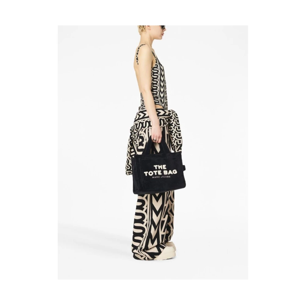 Marc Jacobs Terry Tote Tas met Slogan Print Black Dames