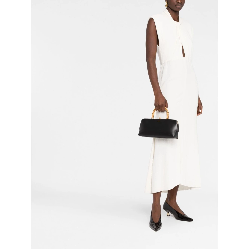 Jil Sander Zwarte Handtas met Bamboe Handvat Black Dames