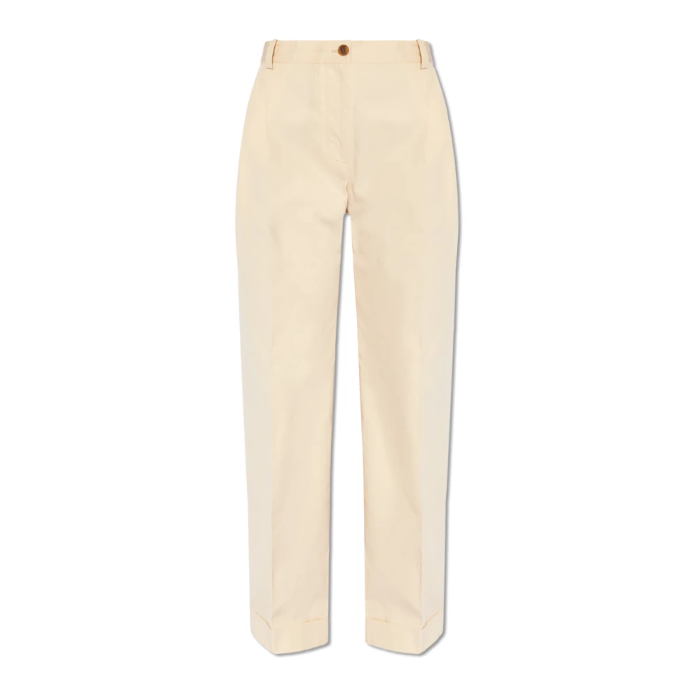 Maison Kitsuné Veckad framsida byxor Beige, Dam