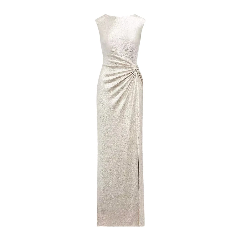 Ralph Lauren Metallic Knit Maxi Jurk Gray Dames