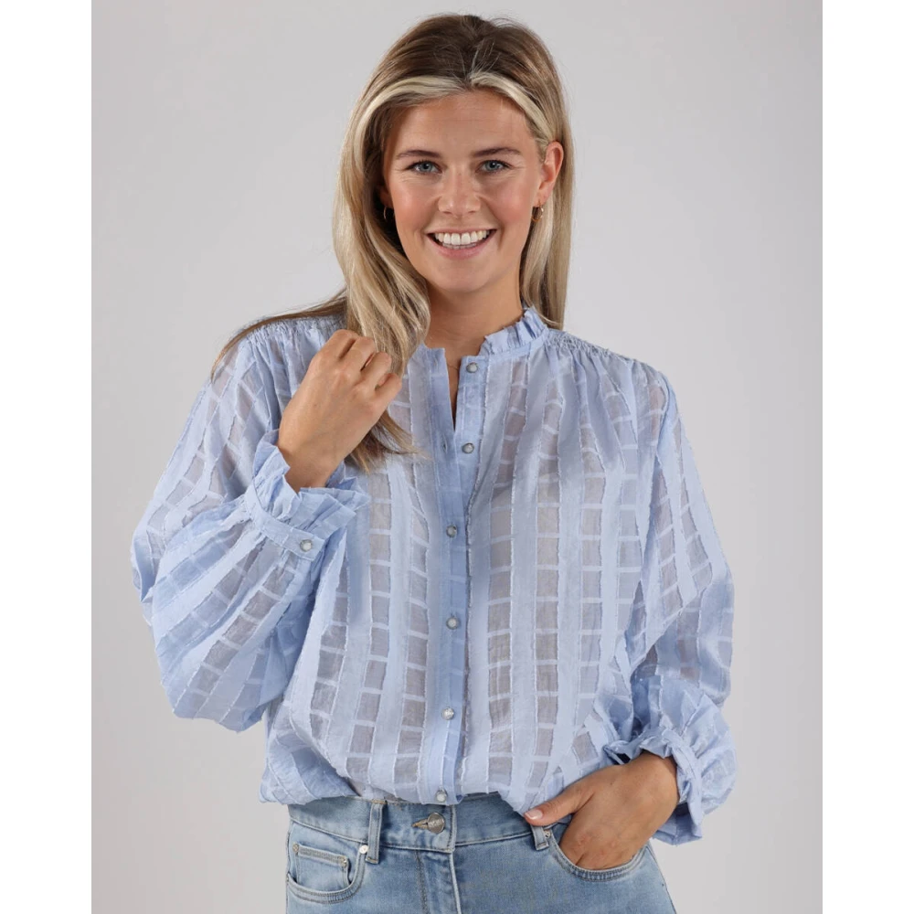 Nukus Geruite Jenna Blouse Blue Dames