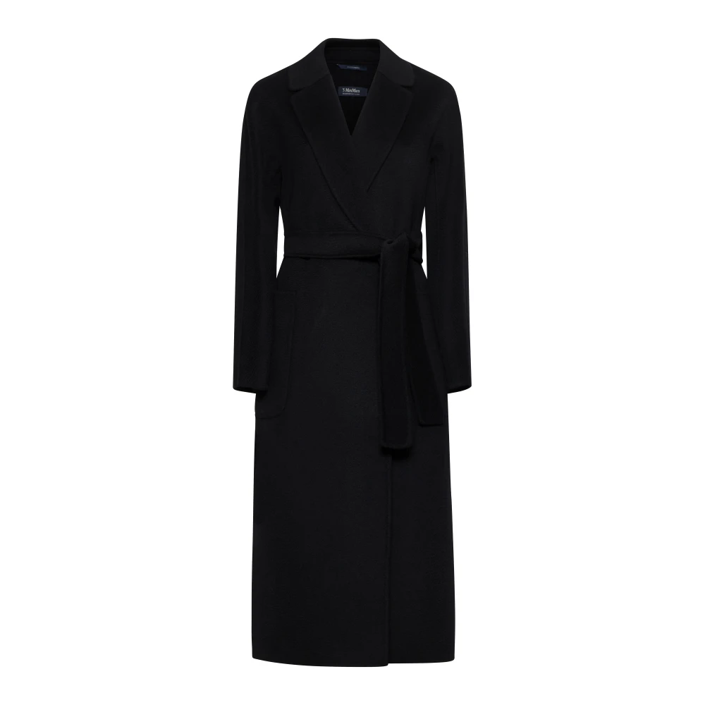 Max Mara Zwarte Wol Kasjmier Midi Jas Black Dames