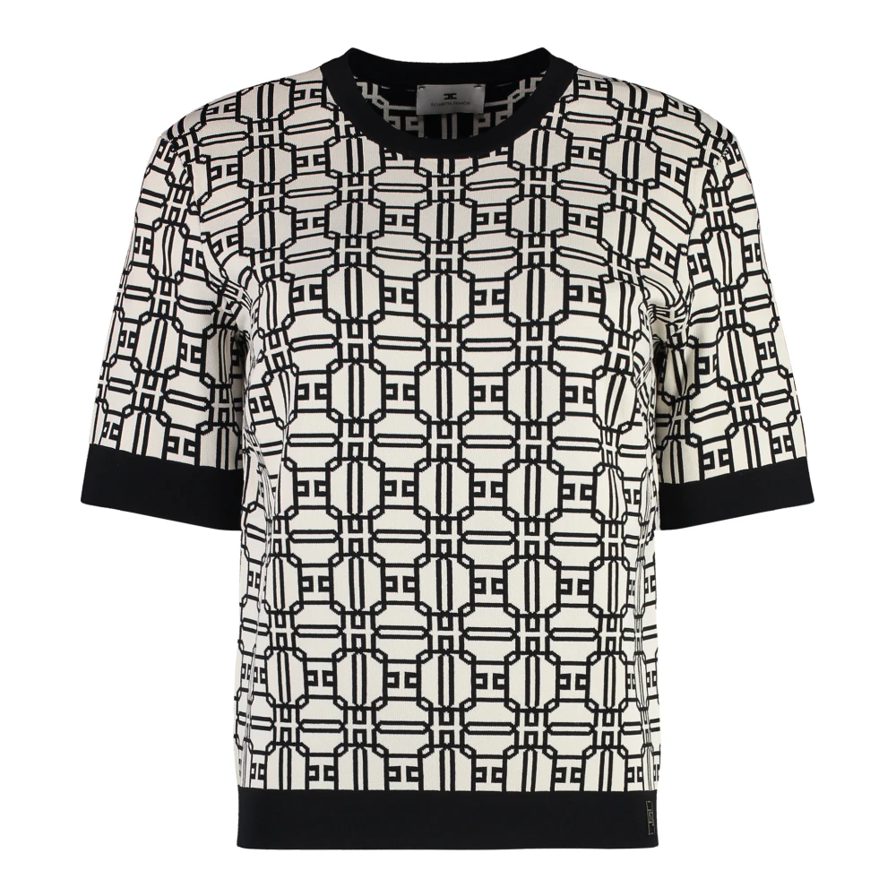 Elisabetta Franchi Gebreide Viscosemix Top Beige Dames