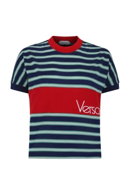 Randig logotyp-T-shirt i bomull