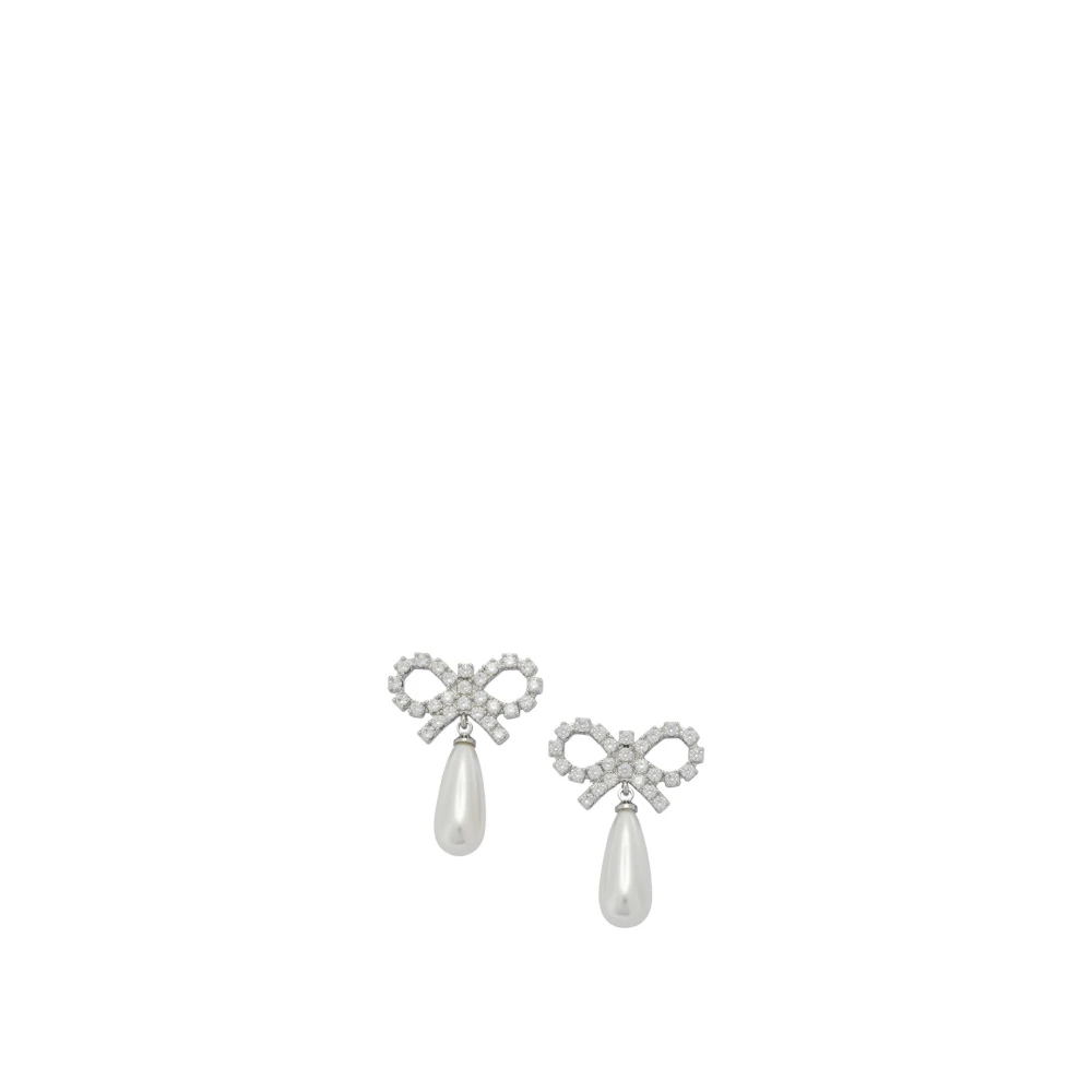 Self Portrait Crystal Bow Pearl Earrings - Female - Earrings - Gray - One Size - Accessories - Image 9