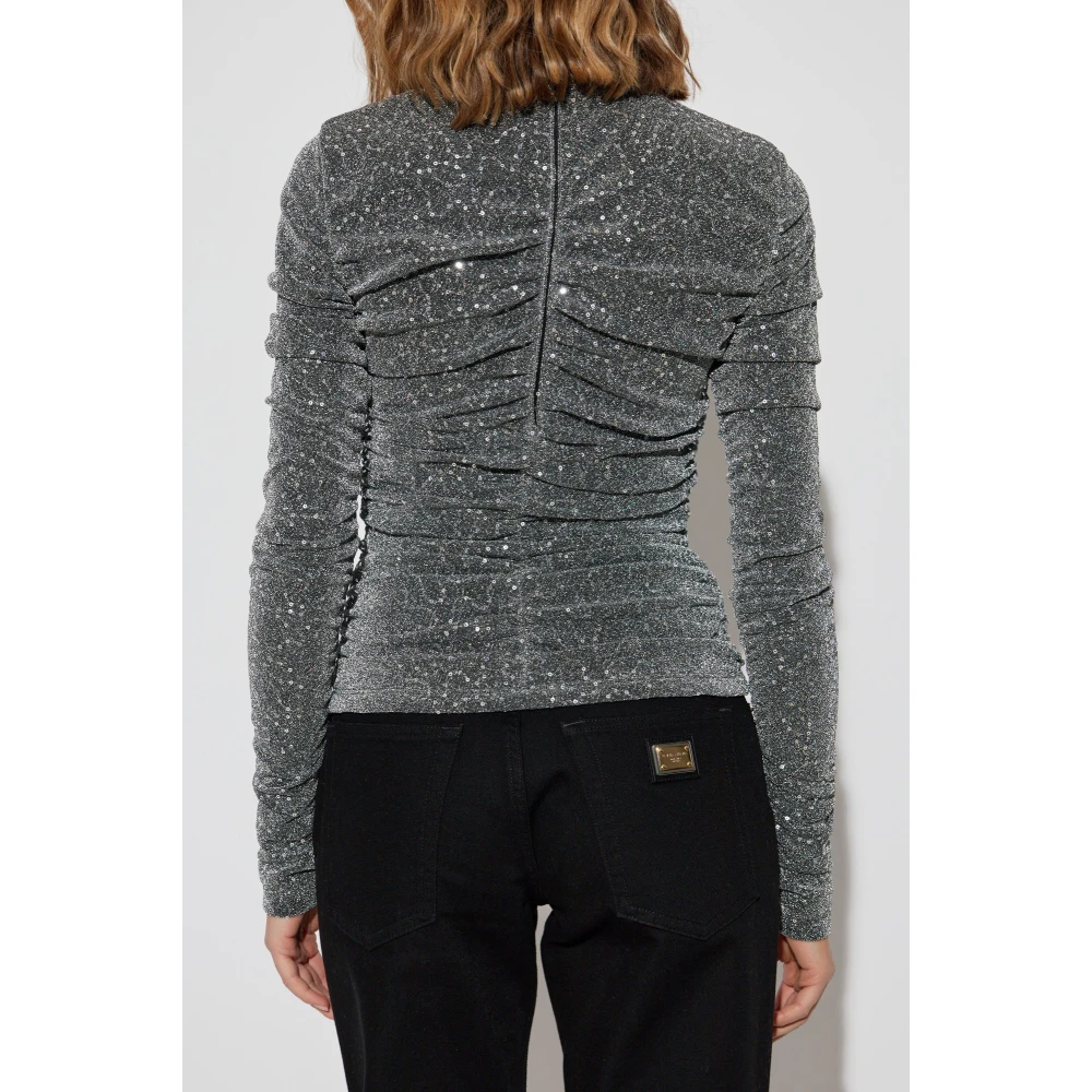 Dolce & Gabbana Top met lurex draad en pailletten Gray Dames