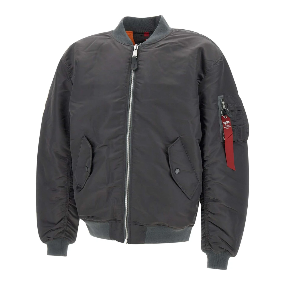 Alpha industries Antracietgrijze Bomberjack met Oranje Voering Gray Heren