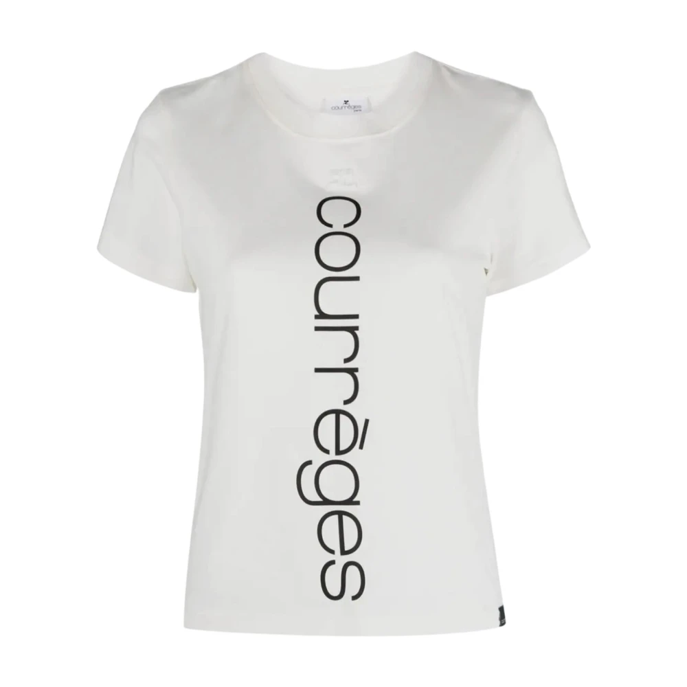 Courrèges Women's White T-Shirts, S, Printed Straight T-Shirt