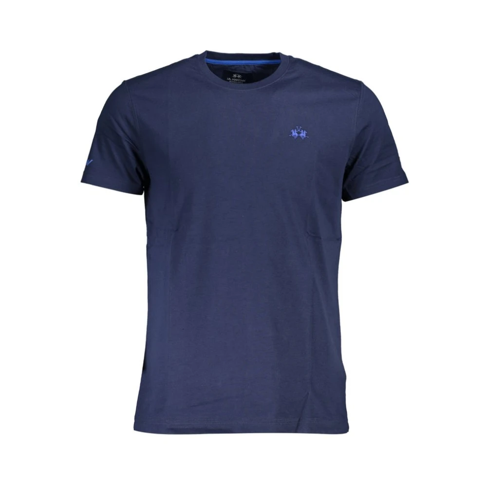 La Martina Men's Blue T-Shirts, 2XL, Cotton T-Shirt With Embroidery