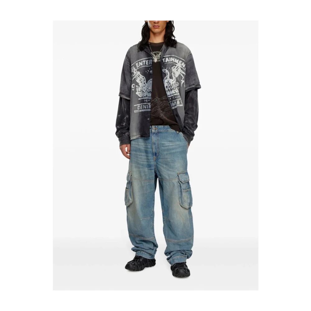 Diesel Clear Blue Cargo Jeans Blue Heren