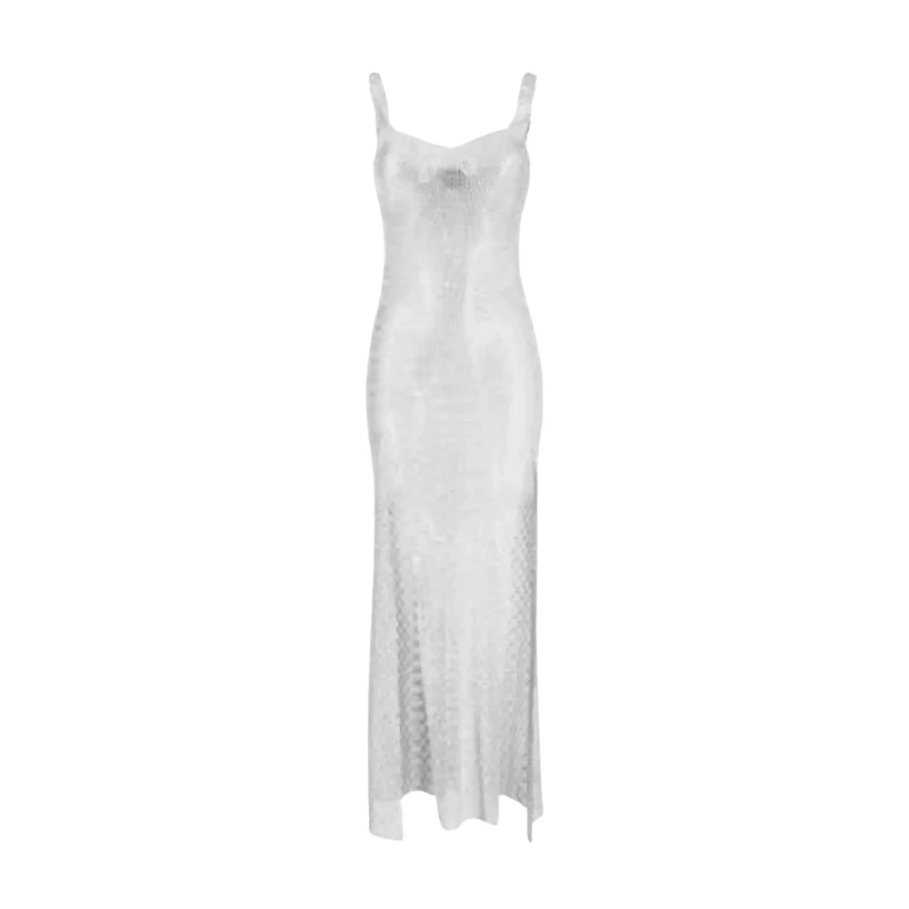 Santa Brands Zilveren Mesh Maxi Jurk met Kristallen Gray Dames