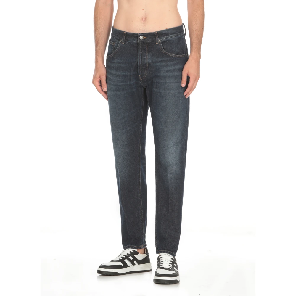 Dondup Blauwe Katoenen Jeans met Logo Blue Heren