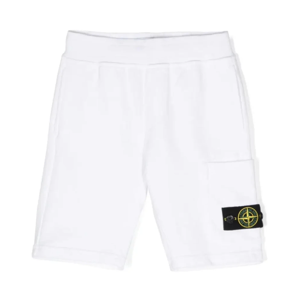 Stone Island Vita Shorts för Pojkar Ss24 White, Pojke