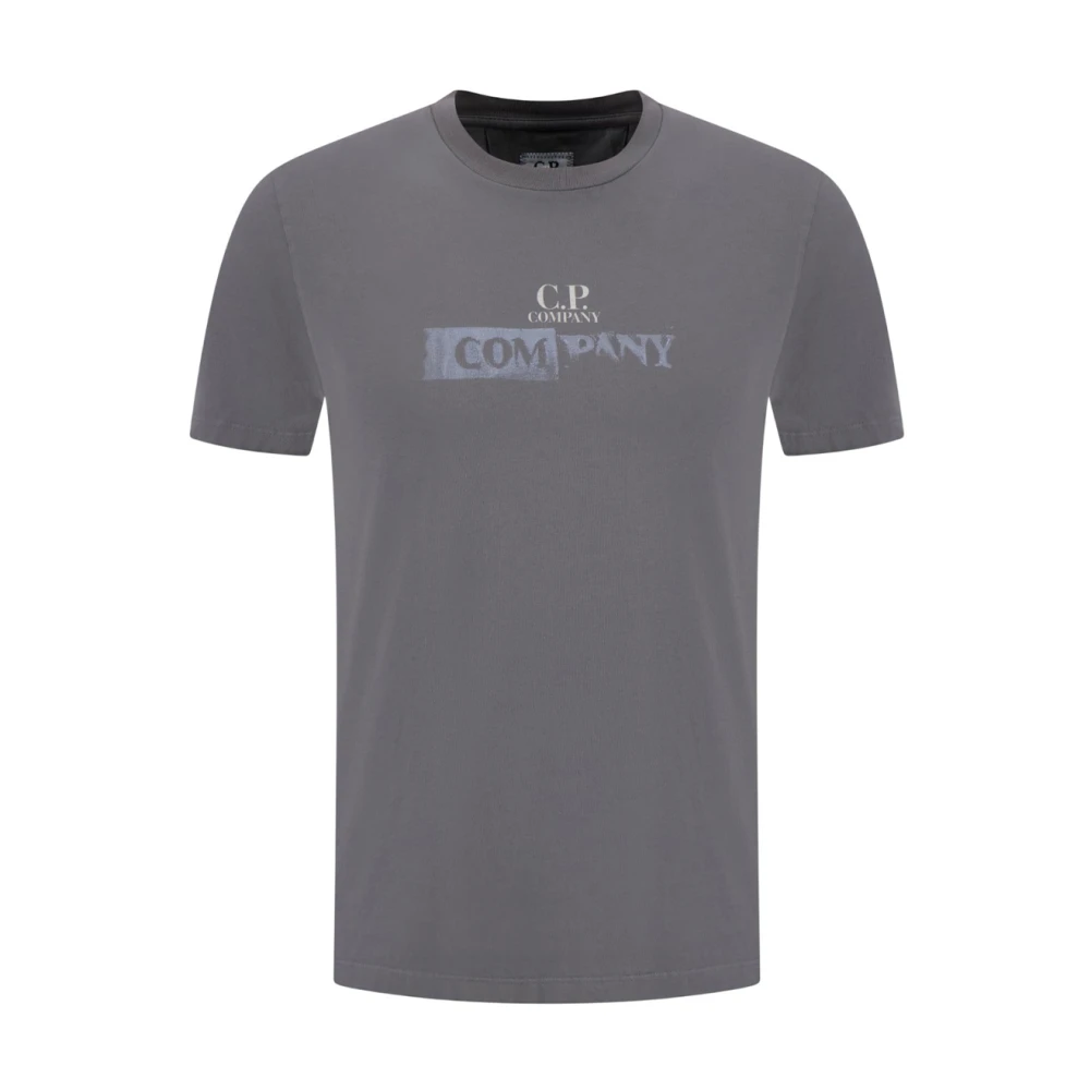 C.p. Company Men's Gray Logo Print Short Sleeve T-Shirt