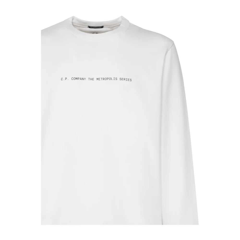 C.P. Company Witte Katoenen Sweatshirt Ronde Kraag Lange Mouwen White Heren