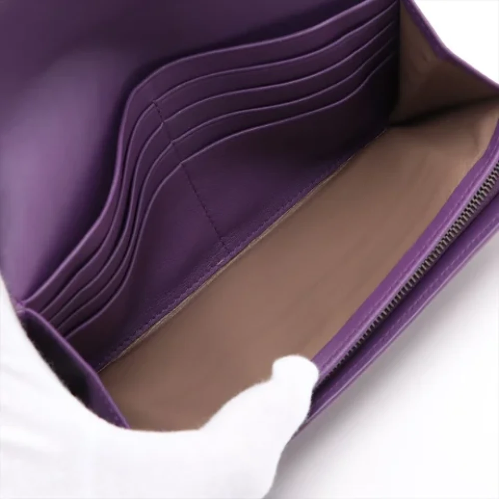 Bottega Veneta Vintage Pre-owned Leather wallets Purple Dames