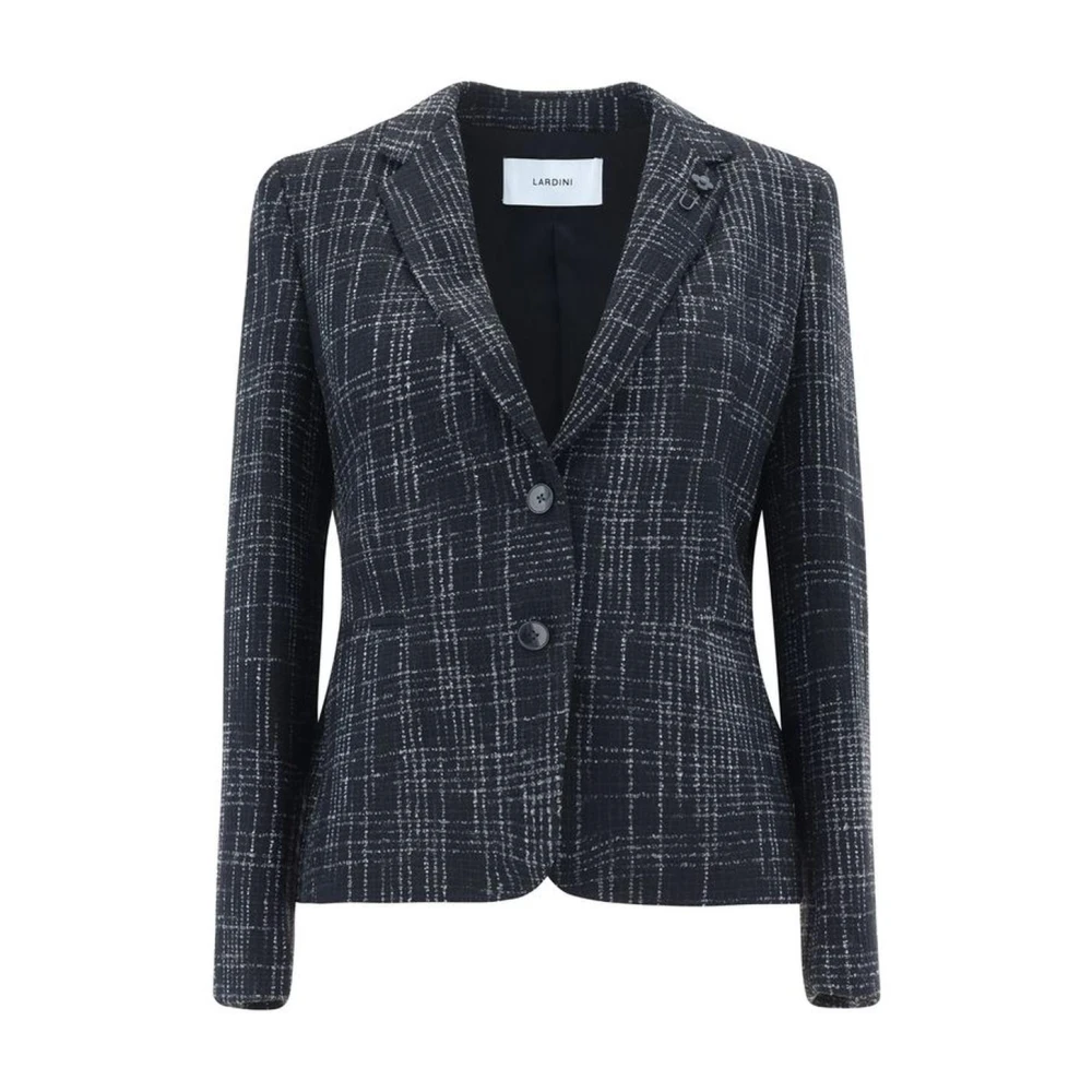 Lardini Geruite Wollen Blazer met Gestructureerde Schouders Black Dames