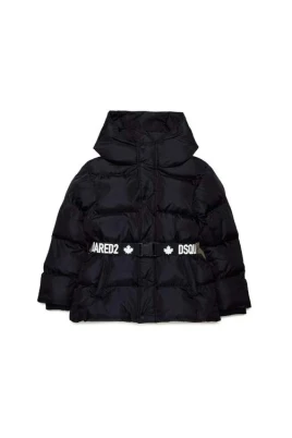 Svart Quiltad Oversized Kappa med Bä