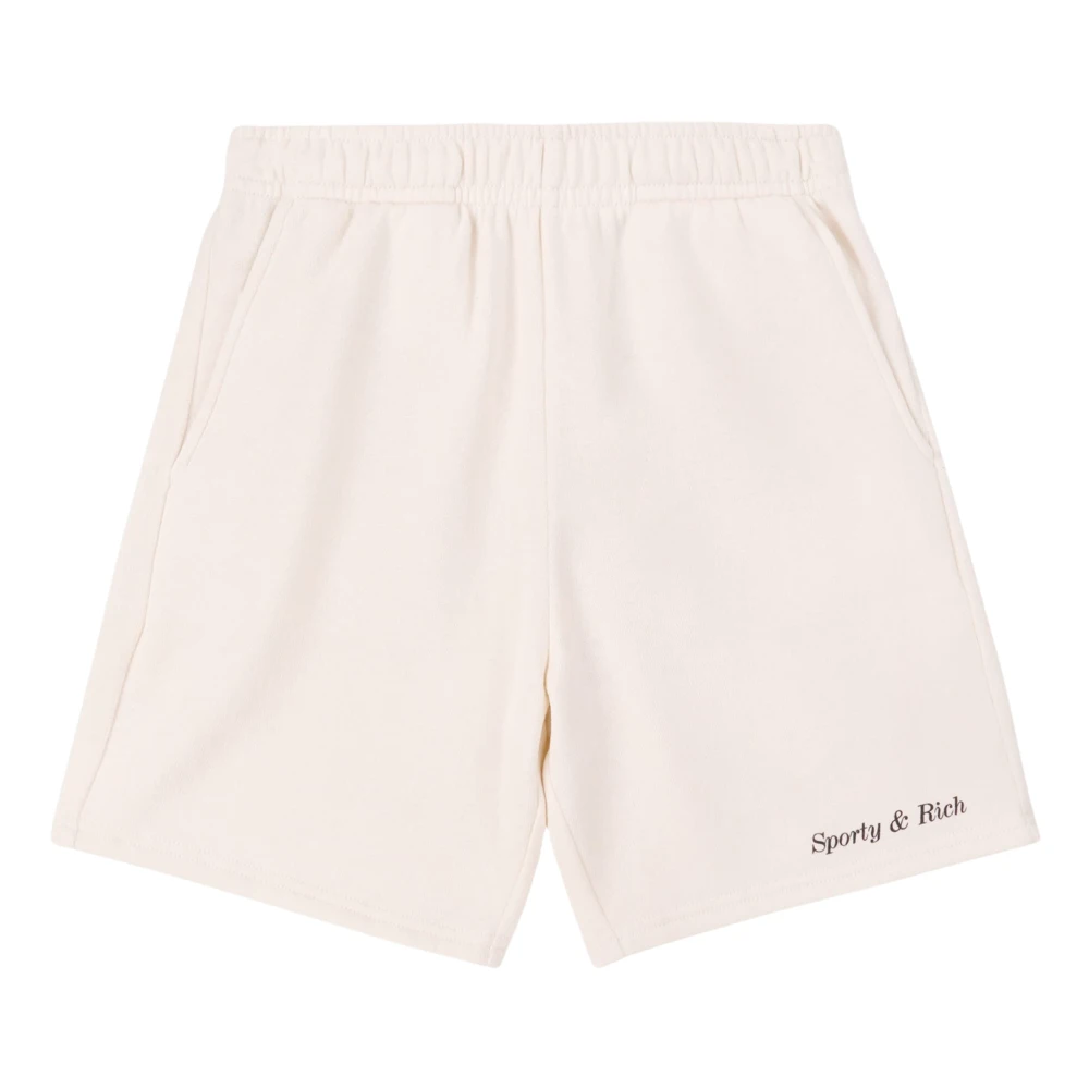 Sporty & Rich Beige Shorts, Unisex, 8 Y, Classic Logo Gym Shorts