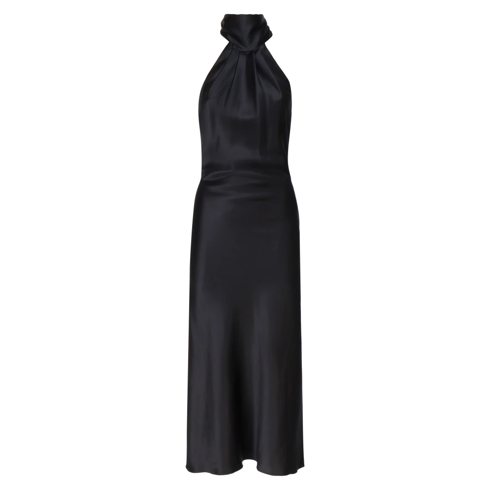 Max Mara Elegante Zwarte Zijden Jurk Black Dames