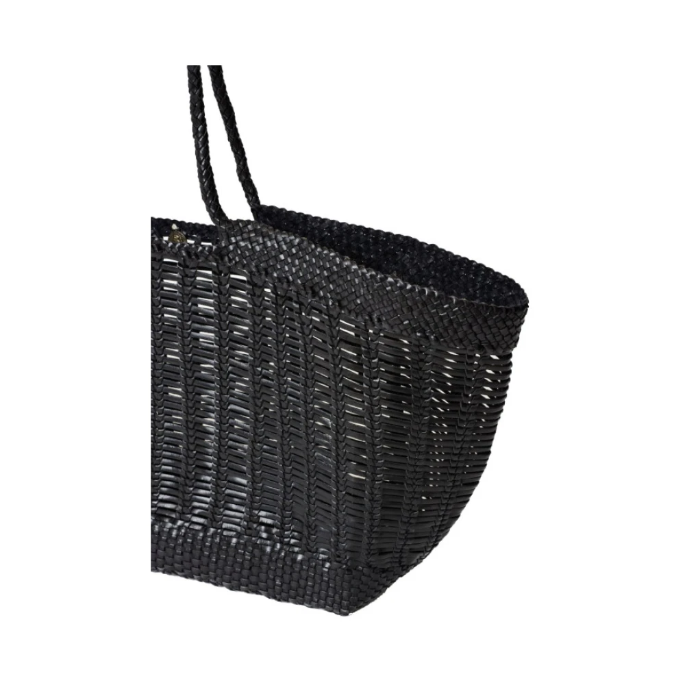 Dragon Diffusion Gevlochten leren shopper tas Black Dames