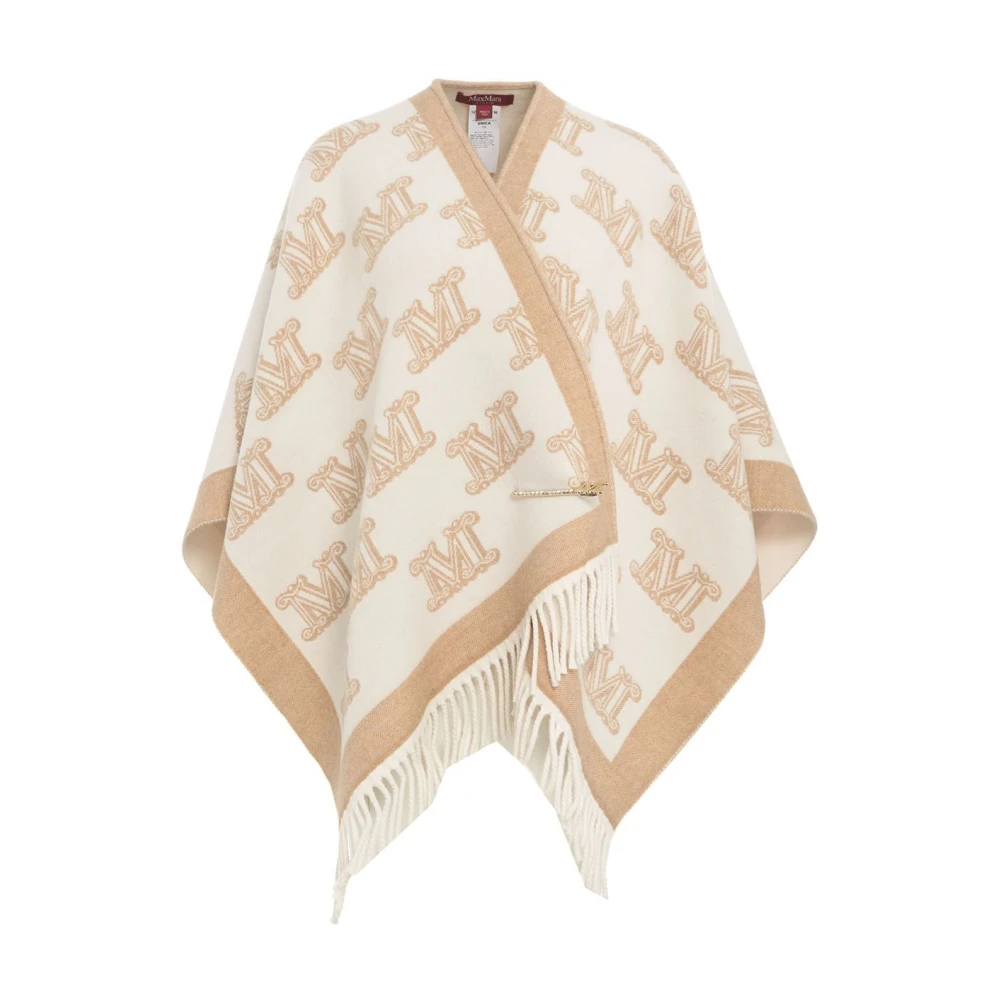 Max Mara Luxe Beige Wollen Cape Aw24 Beige Dames