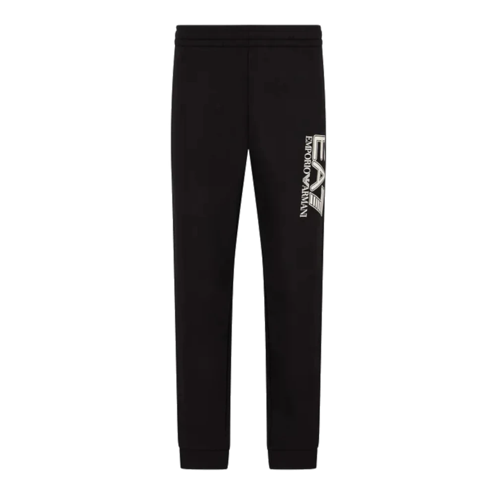 Emporio Armani EA7 Zwarte Katoenen Jogger met Wit Logo Print Black Heren